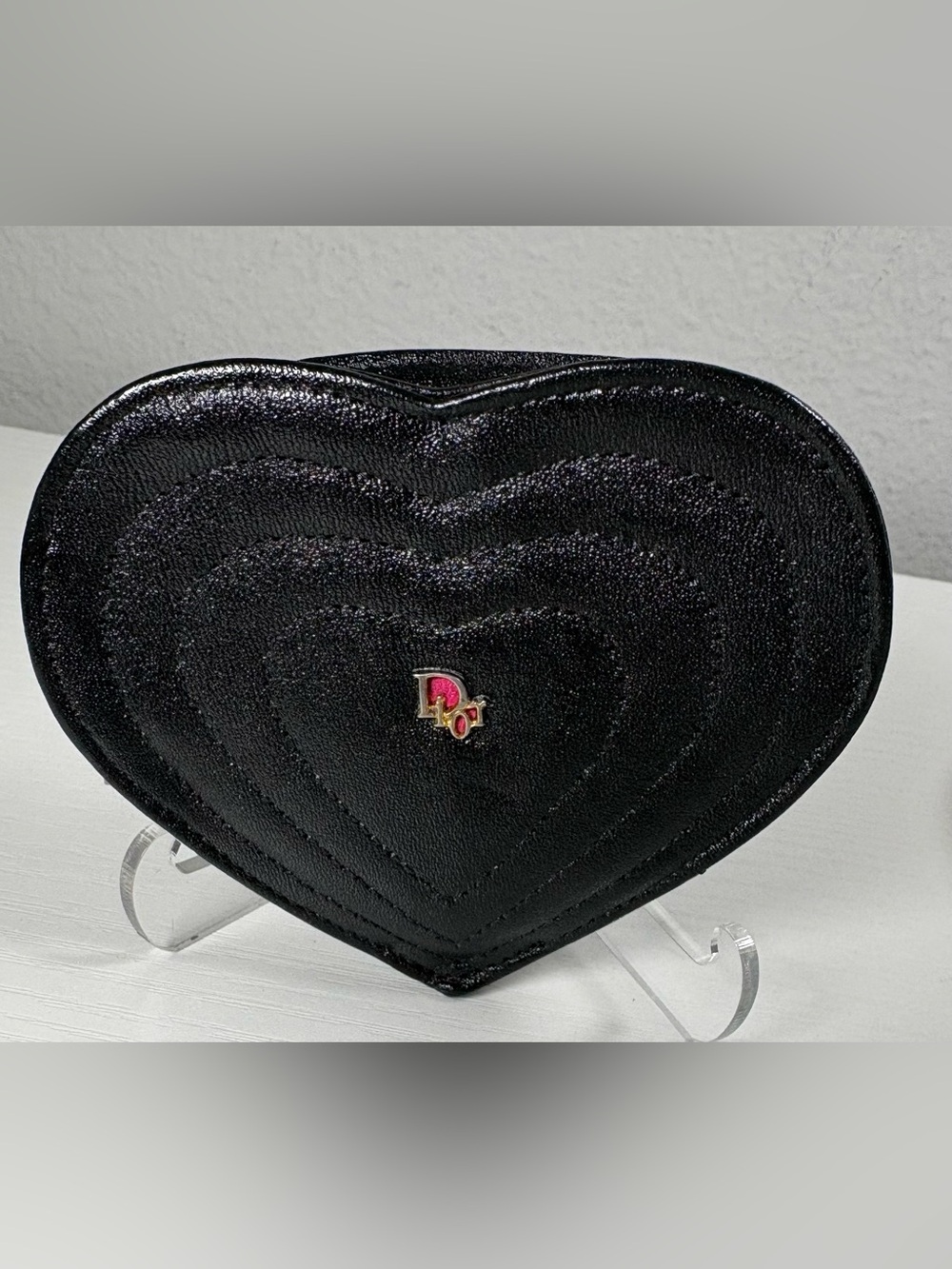 Christian Dior Vintage Mini Heart Coin Pouch,Leather